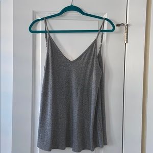 Gray cross back tank top